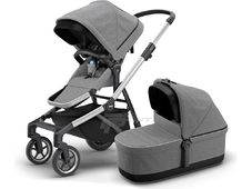 Thule Детская коляска одноместная Sleek + Sleek Bassinet люлька в комплекте (серый) в Новосибирске